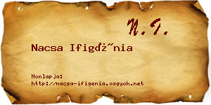 Nacsa Ifigénia névjegykártya